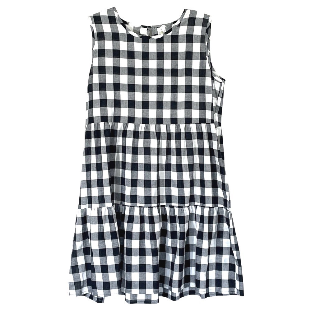 This and‎ That Gingham Tiered Babydoll Dress Size M Black White